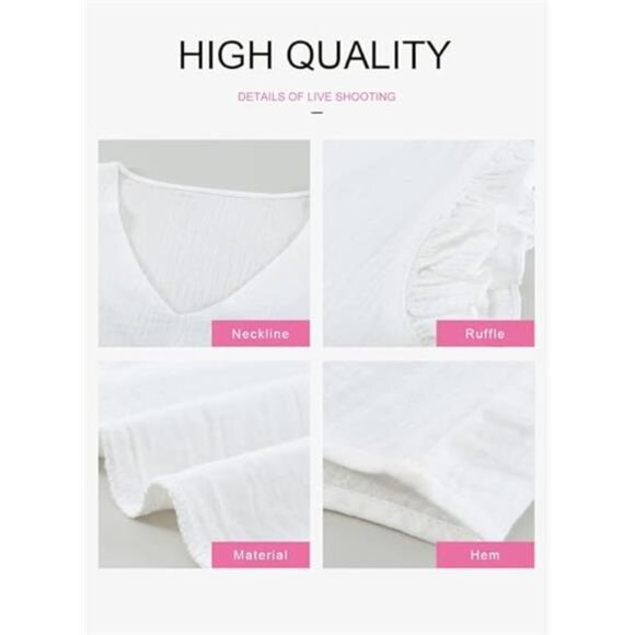 Womens 2024 Cute V Neck Ruffle Sleeveless Shirts Elegant Tank Tops Blouses - Picture 4 of 7